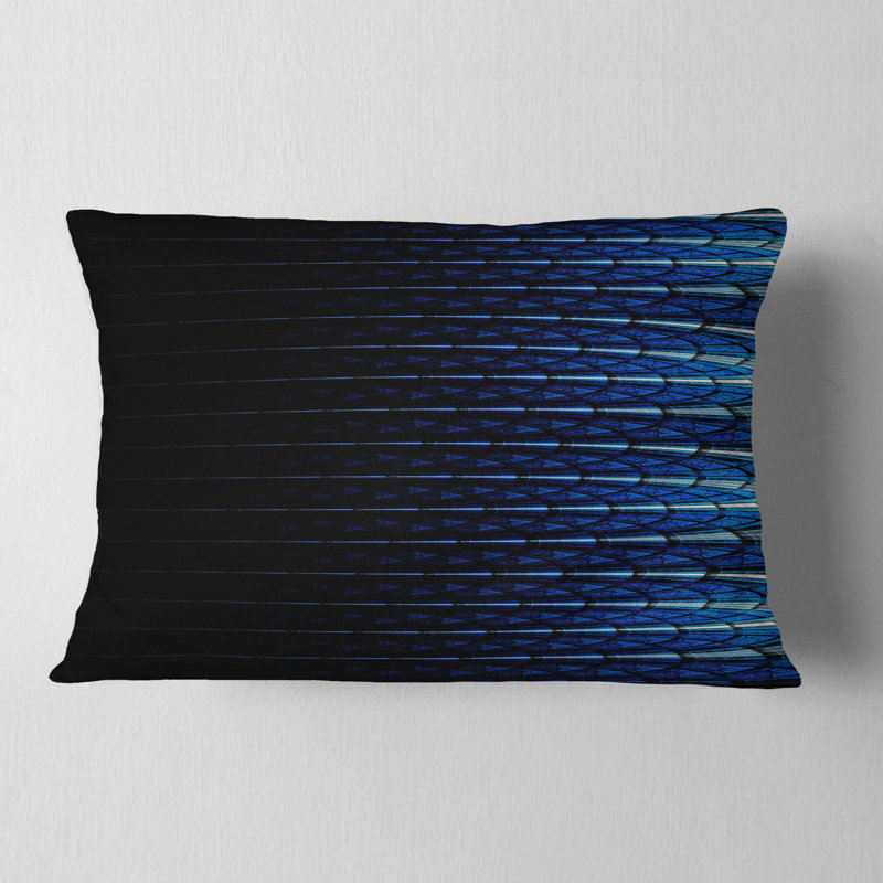 Fleur bleue fractale symétrique - coussin imprimé abstrait