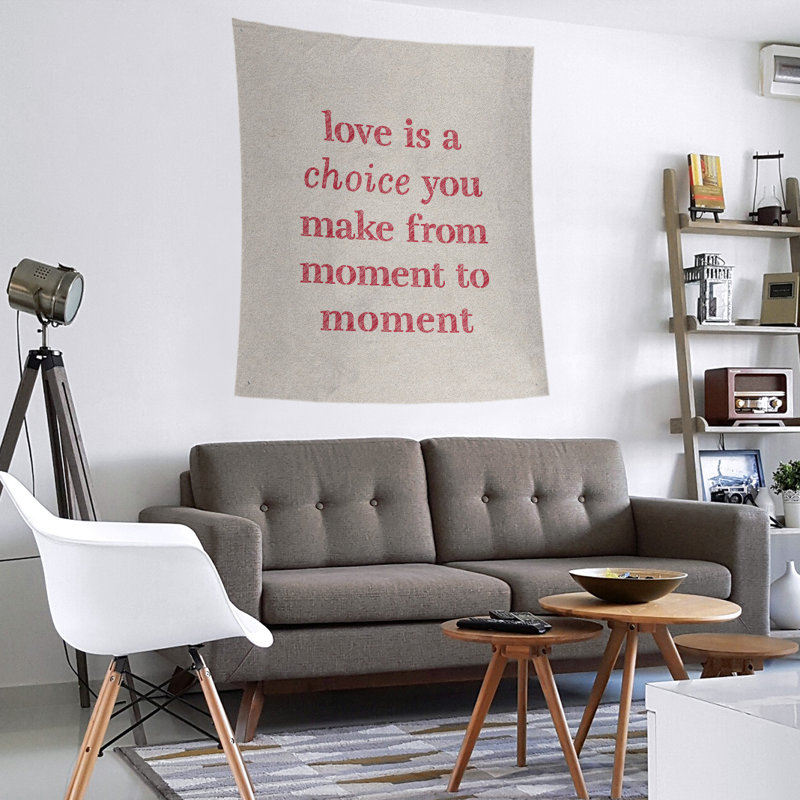 Tapisserie de polyester, l’amour d’écriture est un choix de citation, H 104 po x l 88 po, Blanc / Rouge