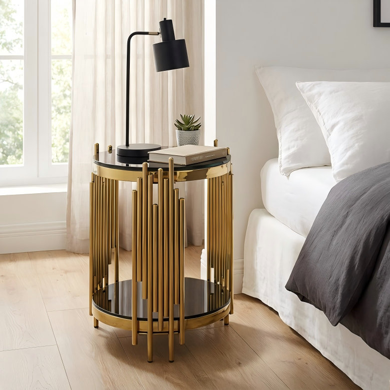 End Table, Black/Gold