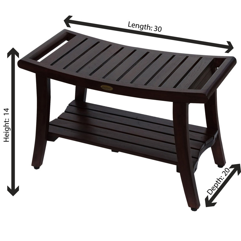 Elegant Zen Teak Shower Bench with Shelf and LiftAide Arms