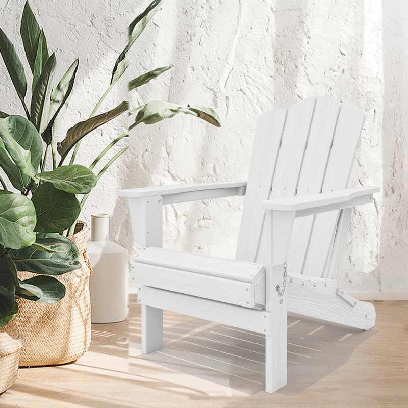 HDPE Folding Adirondack Chair, White