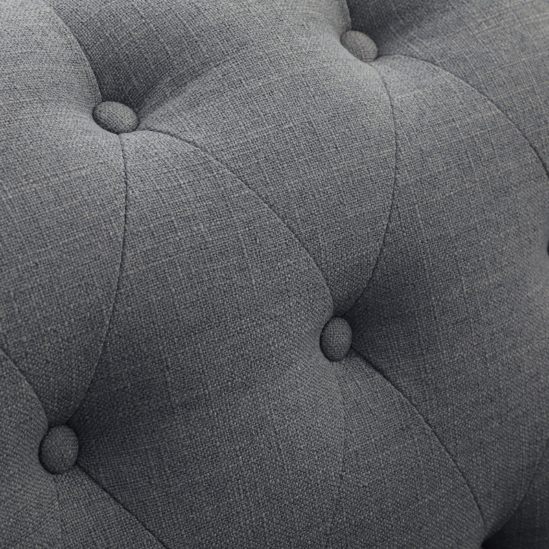 Aimo 73" Wide Tufted Back Sofa, Gray Polyester