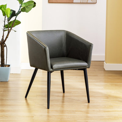 Strom 17.75'' H Faux Leather Upholstered Metal Armchair