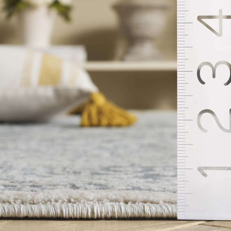 Calidia Power Loom Dark Gray/Cream Rug, Oval 5'1" x 7'6"