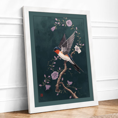 Garden Robin Botanical - Framed Print