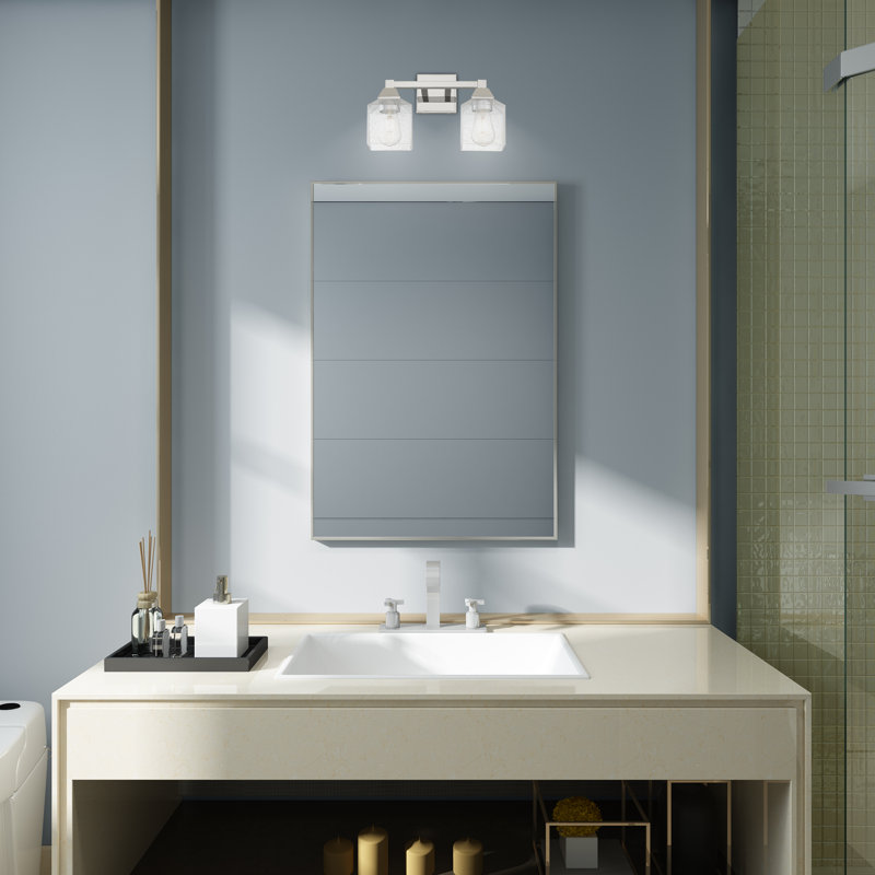 Éclairage pour salle de bain à intensité variable 2 lumières Billington, Chrome poli, Martelée transparente