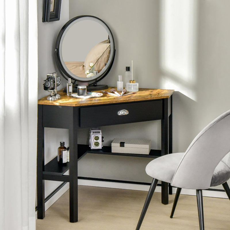 Aust Corner Computer Desk, Natural/Black