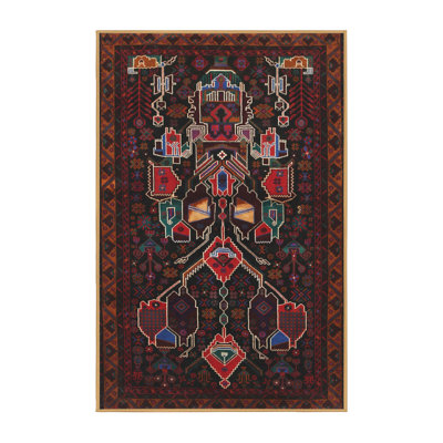 Tapis traditionnel noir/rouge/bleu