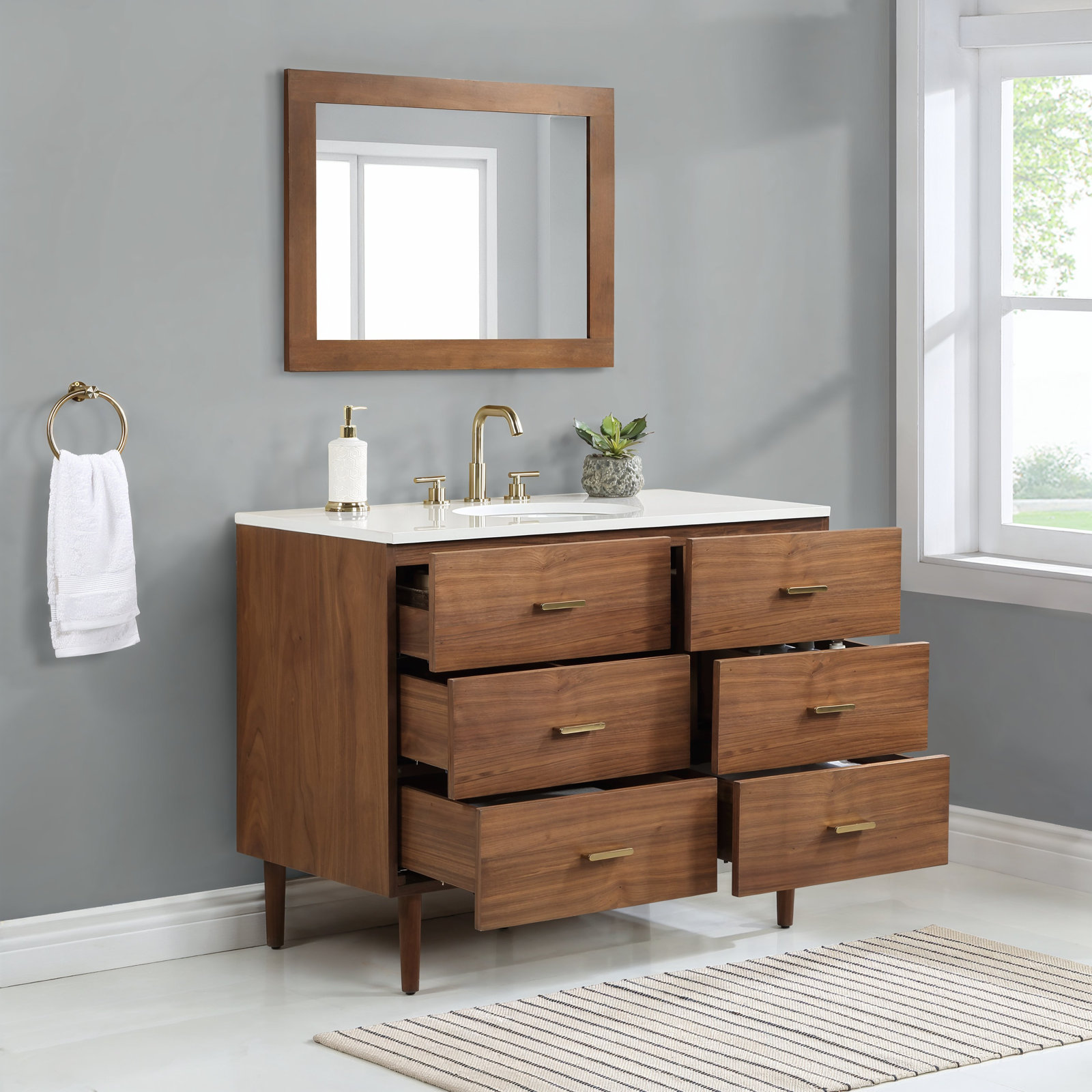 Dondi 42" Walnut Single Bathroom Vanity