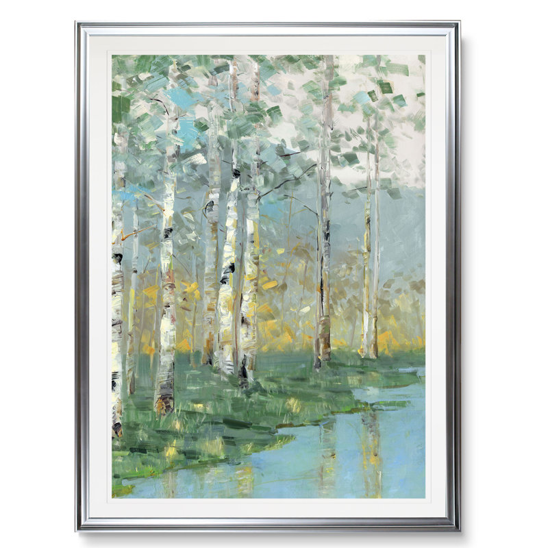 " Birch Reflections III ", 30" H x 22" W x 1.5" D, Silver Frame