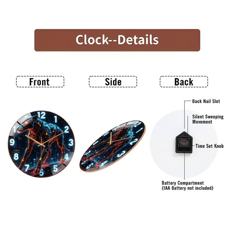 Horloge murale futuriste avec horloge murale 12 po