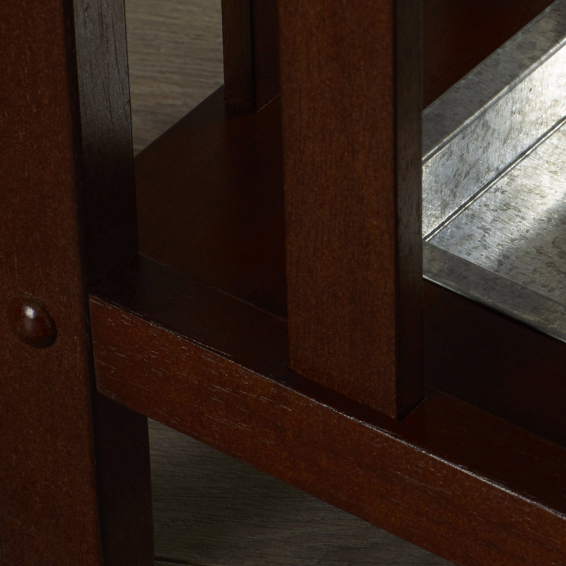 Walnut Wood Umbrella Stand with Metal Tray