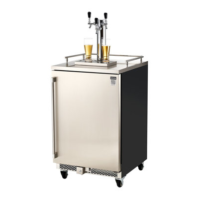 Bière Kegerator, distributeur de bière à pression commerciale à trois robinets pour système D, réfrigérateur pleine grandeur avec réservoir de 5 lb de CO2, capacité de 3 barils de verrouillage à 6 boules minces / 3 balles, 160 L
