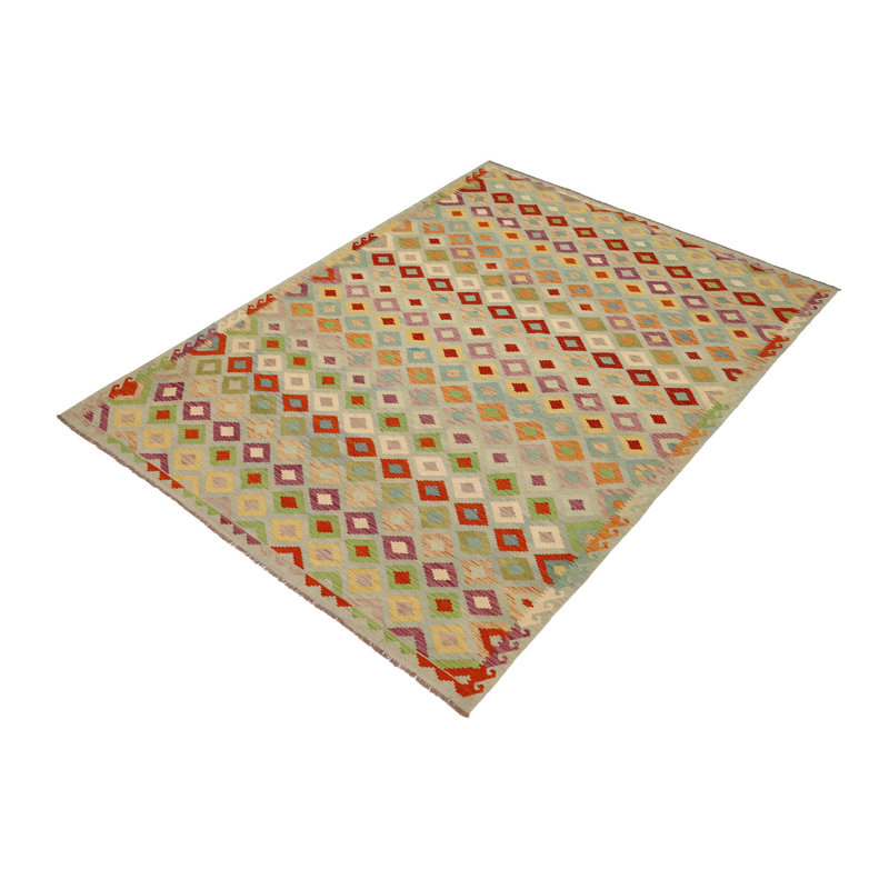 Tapis bleu / beige / beige en laine noué à la main 8 pi 4 po x 11 pi 3 po Mccammon