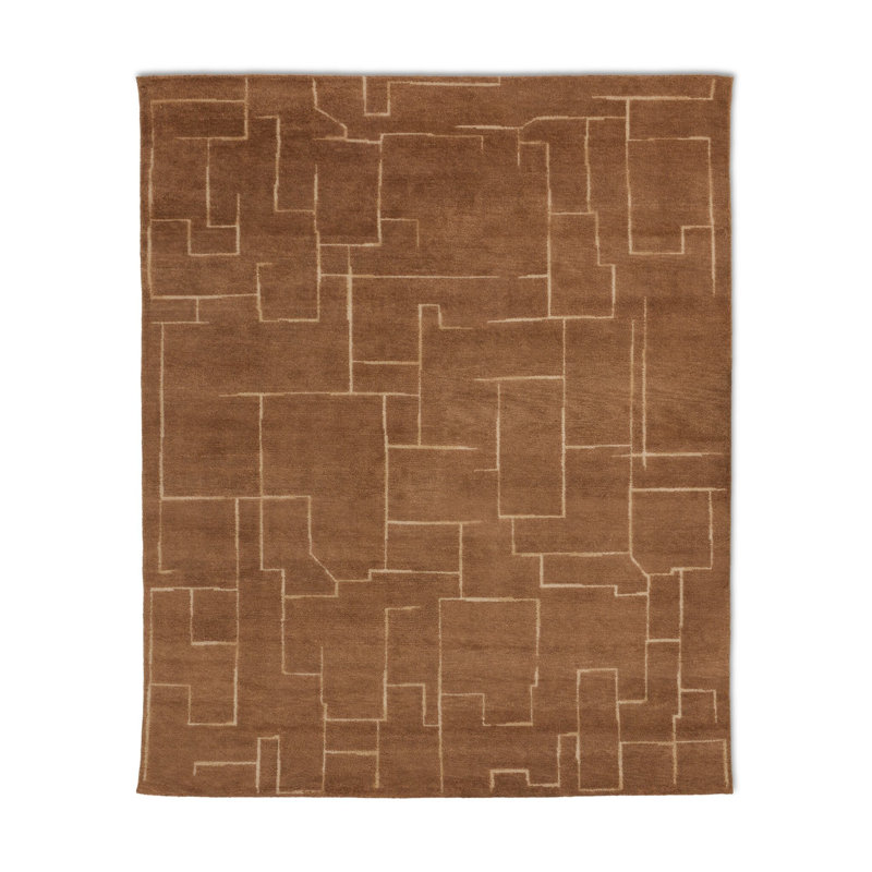 Milano Hand Knotted Wool Abstract Area Rug in Milano Saddle, 10'x14'