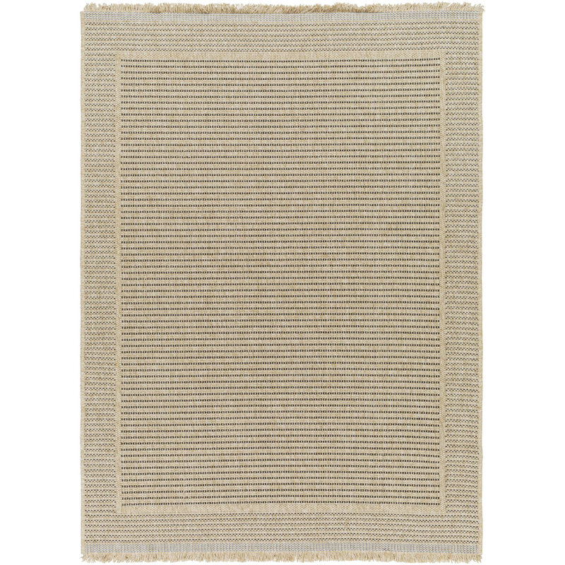 Tapis d'intérieur / extérieur beige / brun tissé à la machine Abbie, Rectangle 7 pi 10 po x 10 pi