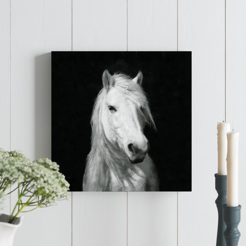 Portrait de cheval blanc - impression, H 12 po x l 12 po