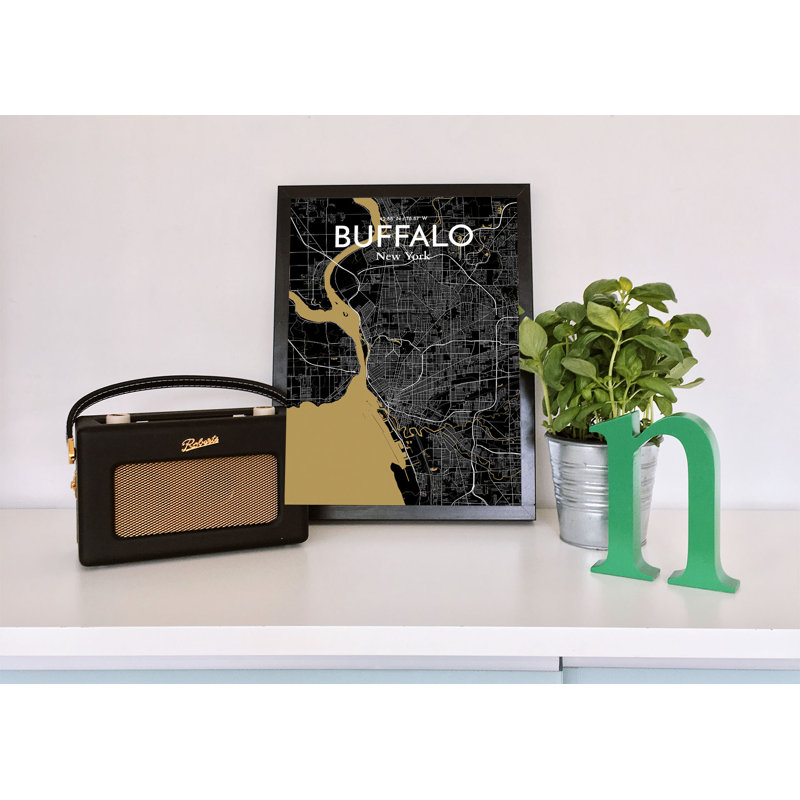 Buffalo City Map - No Frame Print, 91.4cm H x 61cm W x 0.13cm D