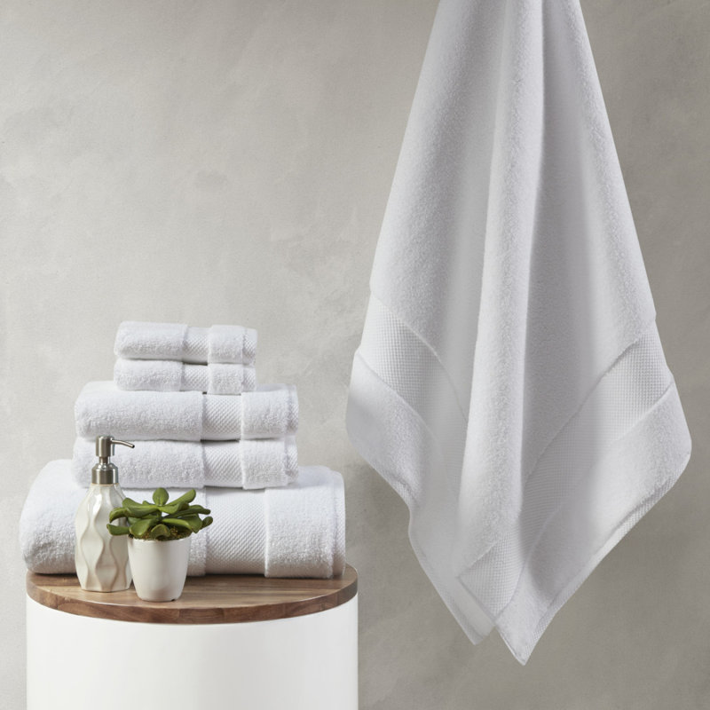 1000Gsm 100% Cotton 6 Piece Towel Set, White