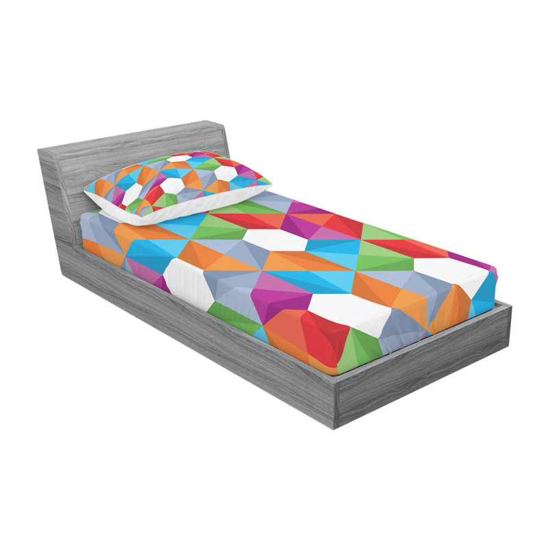 Microfiber Geometric Sheet Set, Twin Sheet Set with Fitted Sheet