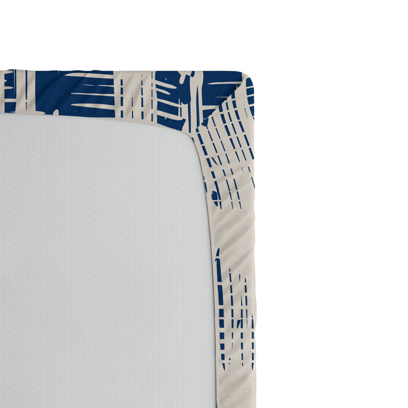 Ensemble de 2 draps-housses Ambesonne, Drap-housse de taille simple, Bleu marine, crème / abstrait