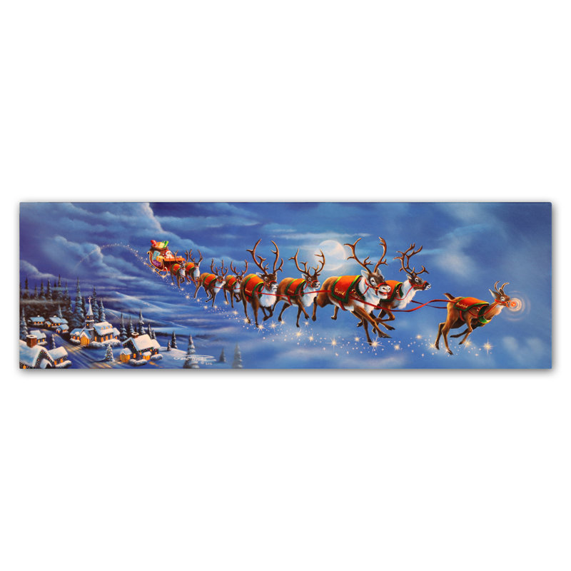 « twas the night before christmas », reproduction sur toile tendue, H 10 po x l 32 po