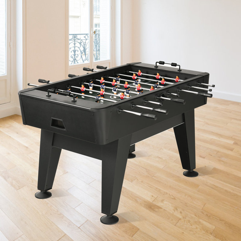 RayChee 58'' Foosball Table, Competition Soccer Table Game with 2 Balls, Leg Levelers and Telescopic Rods, Black