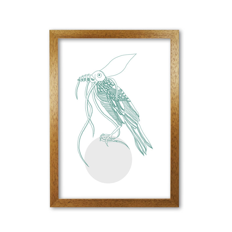 Marine Animals Bird - Print, Honey Oak Frame, 42 cm H x 30 cm W x 5 cm D