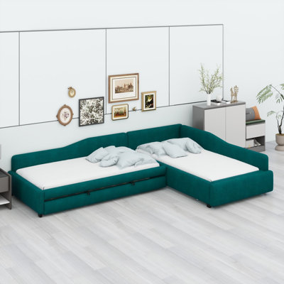 Lit de jour simple en bois avec couchette et tiroir