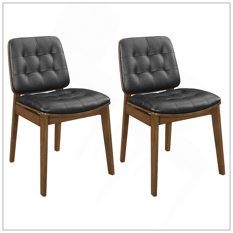 Ensemble de 2 pièces de style Mid-Century moderne en similicuir noir