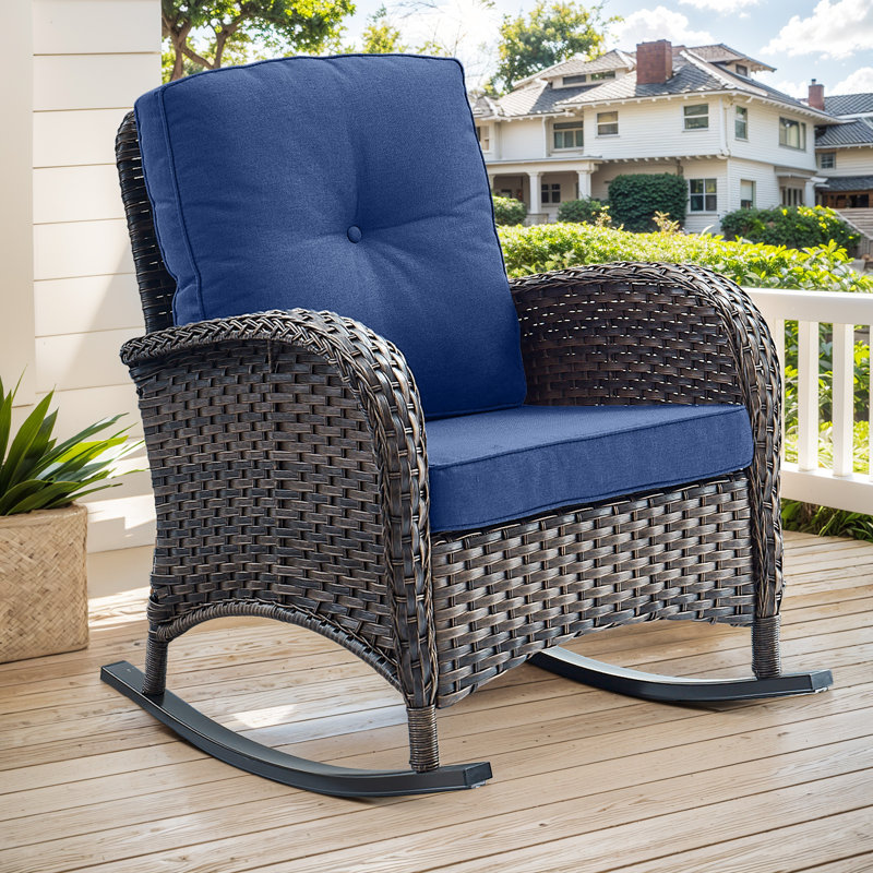 Chaise berçante d'extérieur Gaetanino, Brun, Bleu