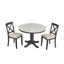 Ensemble de salle à manger rectangulaire 5 pièces avec chaises en bois massif, 4 places, plateau de table en bois aggloméré gris doux, style campagne moderne