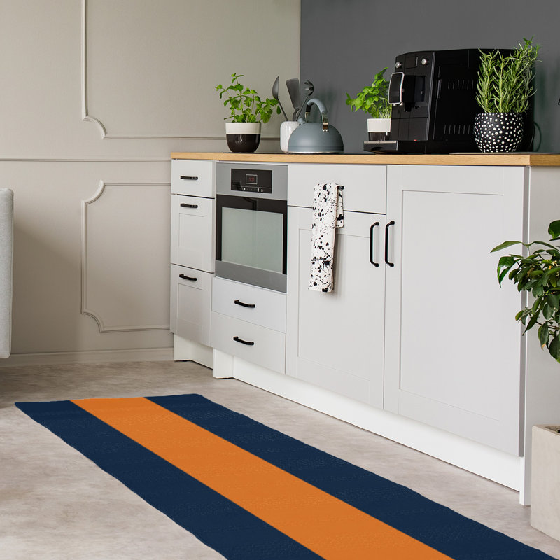 Tapis bleu/orange area, Tapis de couloir 2 pi 6 po x 8 pi