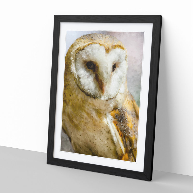 Barn Owl Vol.2 - Picture Frame Painting, 65cm H x 48cm W x 2cm D, Black Framed