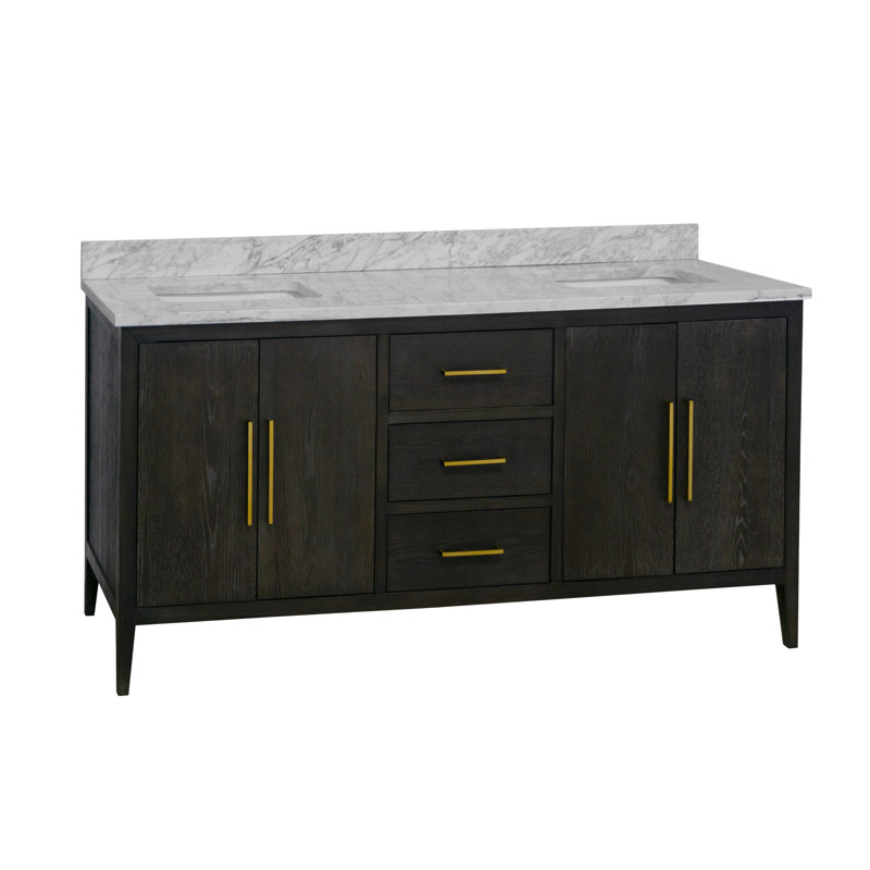 Ensemble de meuble-lavabo double 72 po Calgary, Chêne foncé