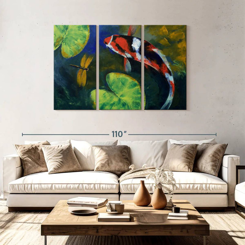 Brampt Showa Koi And Dragonfly, 48" H x 74" W