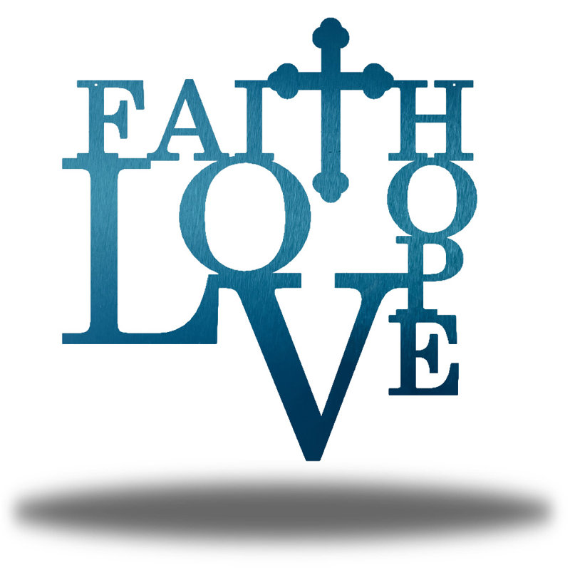 Art mural Faith Hope Love, Sarcelle, H 12 po x l 12 po x P 0,6 po