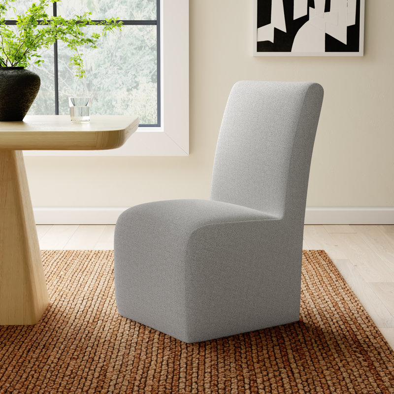 Gray Linen Upholstered Parsons Side Chair Set
