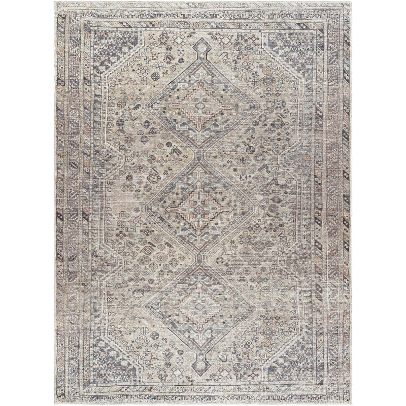 Tapis gris lavable à la machine Vivir x Livabliss Eleni, Rectangle 6 pi 7 po x 9 pi