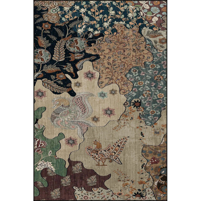 Base tissée à motif moderne et tapis décoratif lavable, Rectangle 2 pi 4 po x 4 pi