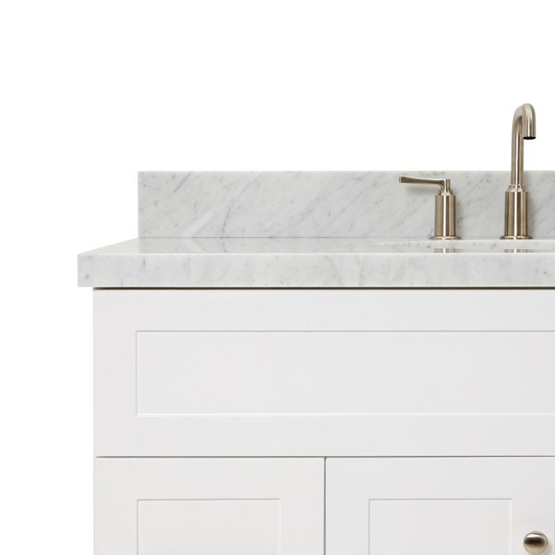 Abell 43'' Single Bathroom Vanity with Carrara Marble Top, White