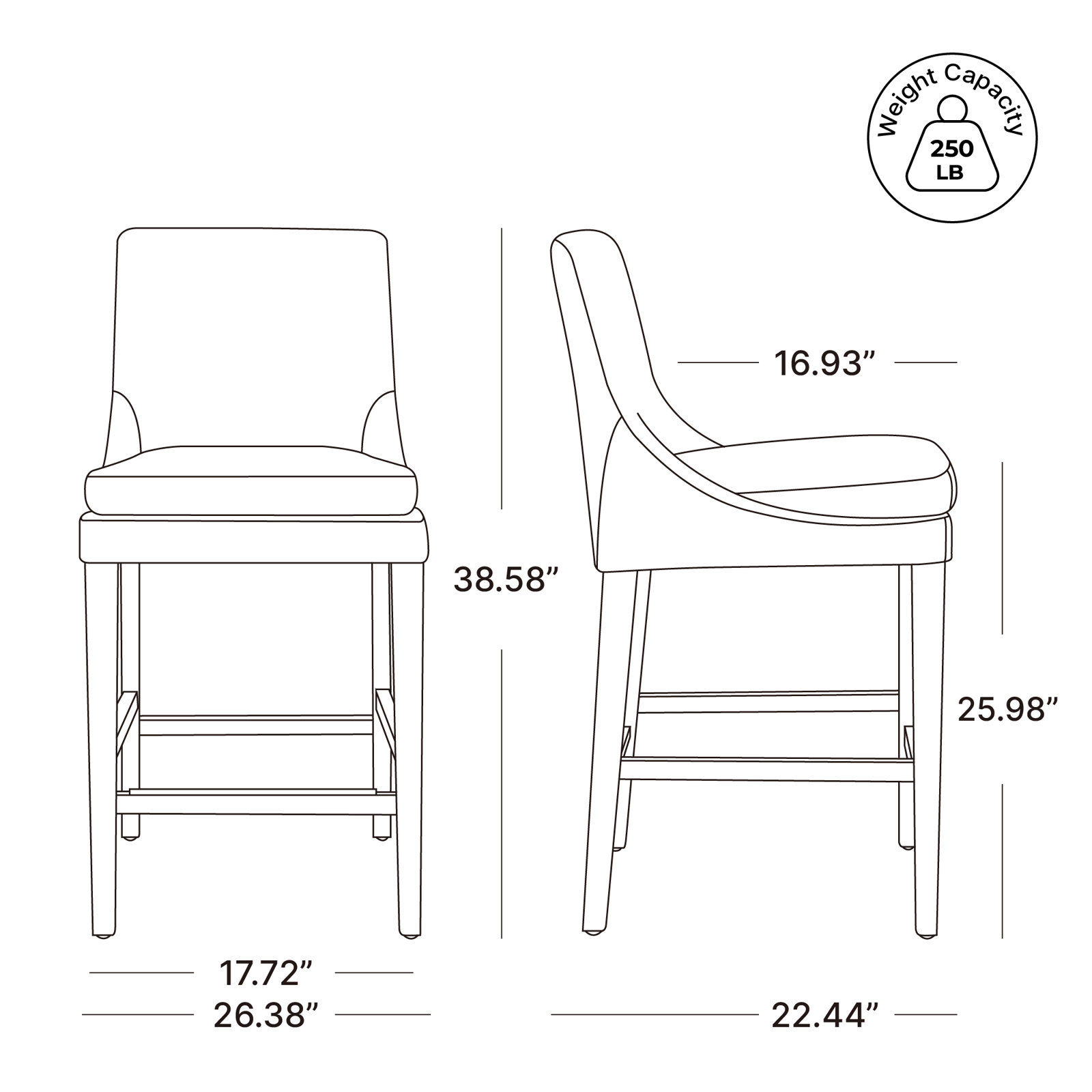 Niara " Bar Stool, Tan Genuine Leather, Counter Stool (26” Seat Height)