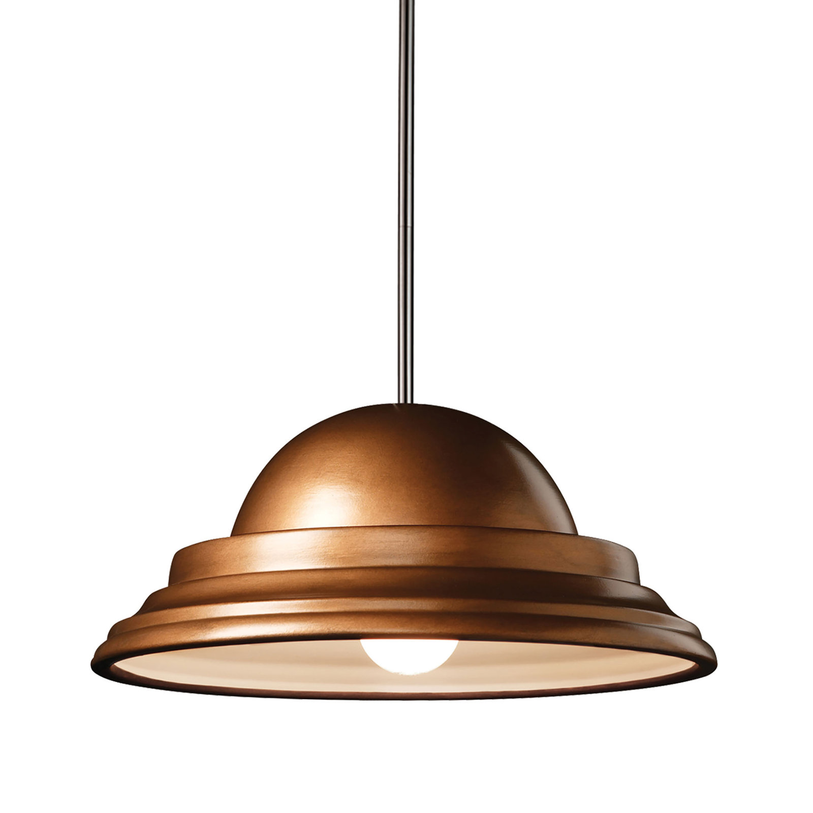 Leni Single Light Ceramic Dimmable Pendant, Brushed Nickel, Gloss Blush, No