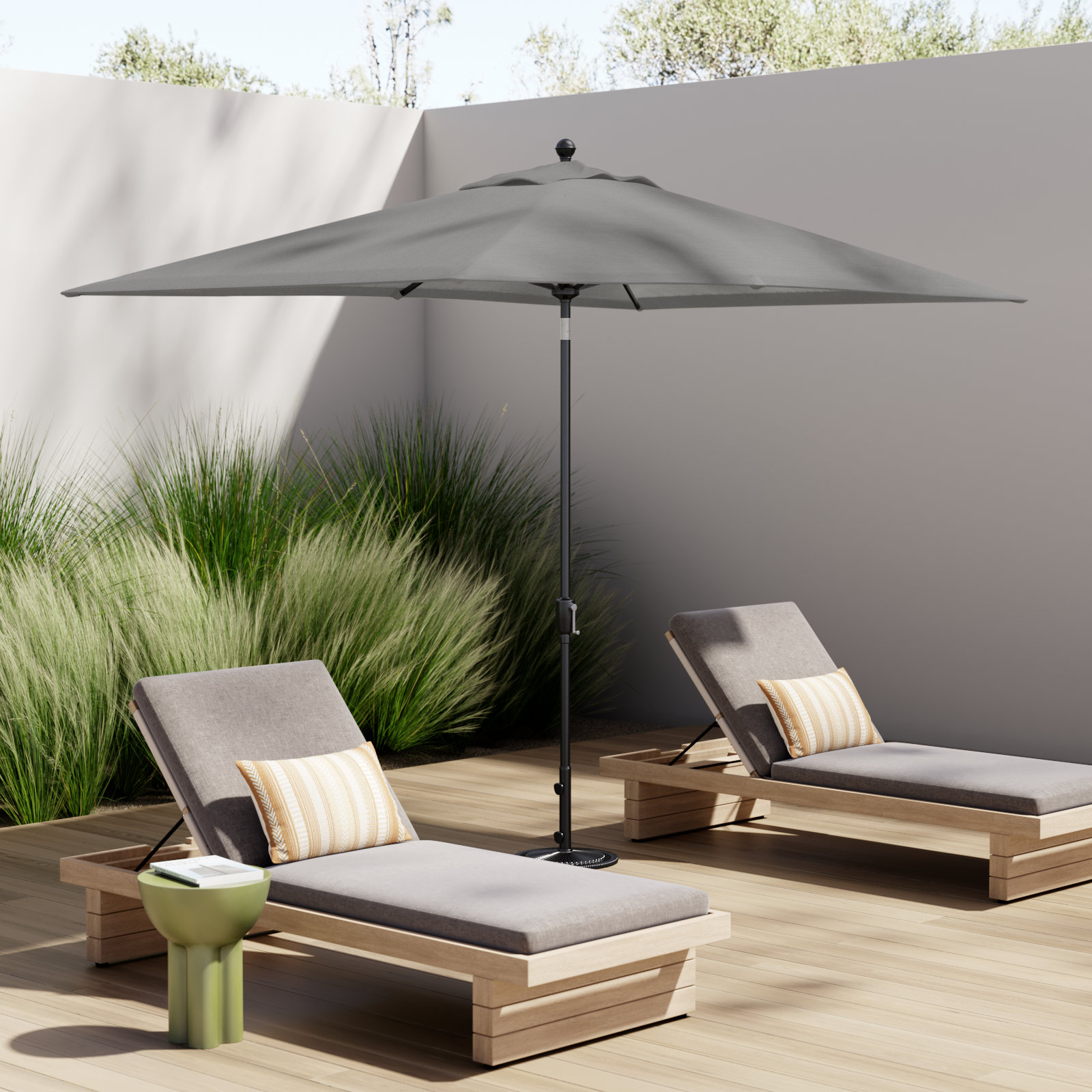 Launceston 6.5' Umbrella, Cast Silver Sunbrella, Black
