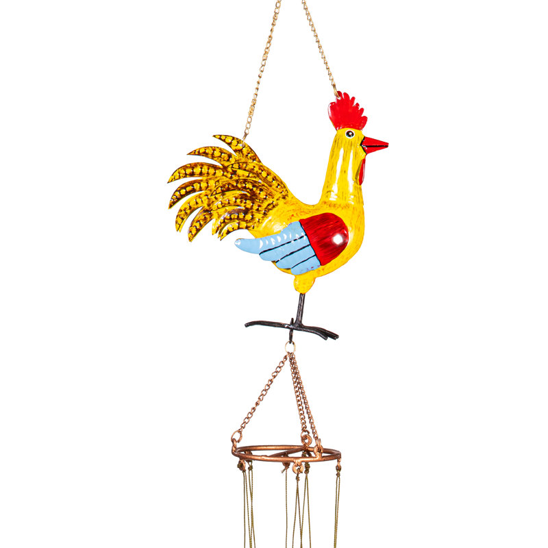 Carillon en métal coloré coq, 13 po