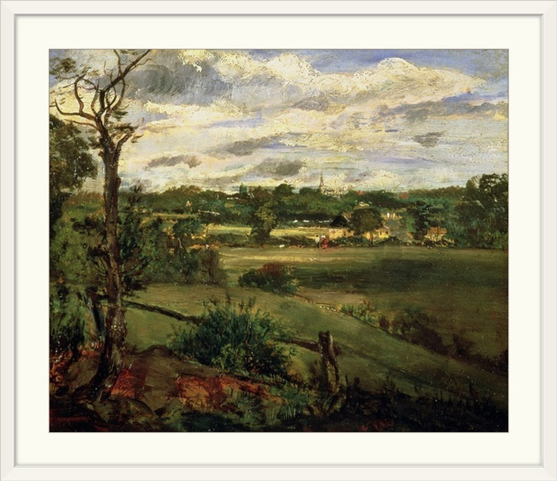 «View of Highgate from Hampstead Heath, c.1834» par John Constable, reproduction d'art, H 32 po x l 38 po x P 1 po