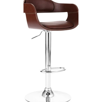 Tabouret de bar réglable avec siège et dossier rembourrés, pivotant à 360 °, rembourrage haute densité, siège rond en tissu d'ameublement traditionnel américain, similicuir
