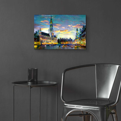 Brussels Belgium Night by Pedro Gavidia - Unframed Painting