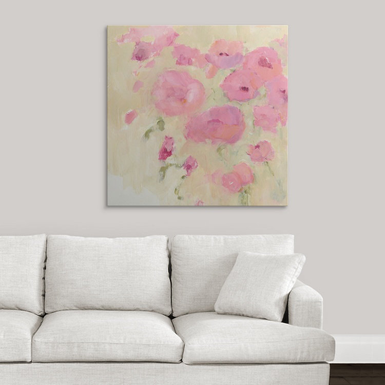 «Floral Watercolor», impression de Aimy, H 35 po x l 35 po x P 1,5 po, Toile