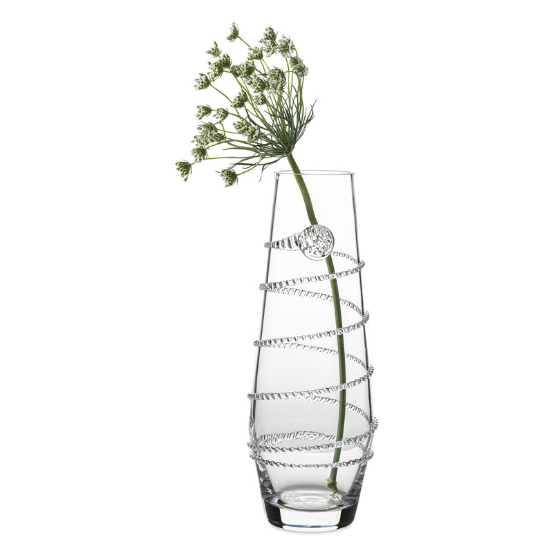 Clear Glass Decorative Table Vase with Swirl Embellishment